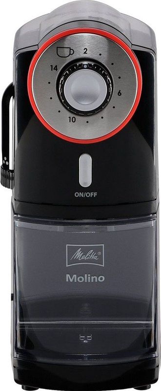 Melitta Molino - Elektrische Koffiemolen - Zwart/Rood - Inhoud 200g