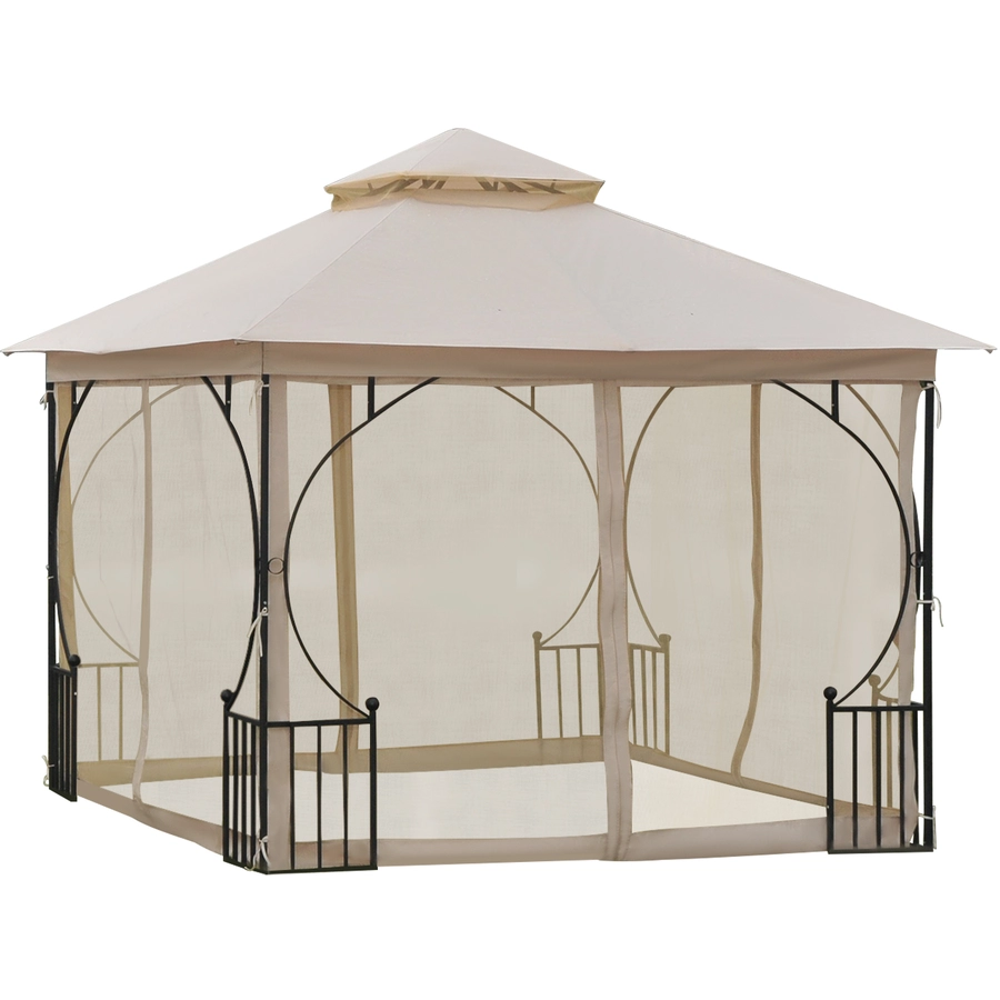 Outsunny Gartenpavillon mit Doppeldach beige, schwarz