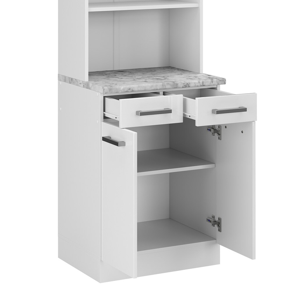 Vicco Buffetküche Küchenzeile Küchenblock R-Line Weiß Hochglanz modern 60 cm Arbeitsplatte Küchenschränke Küchenmöbel