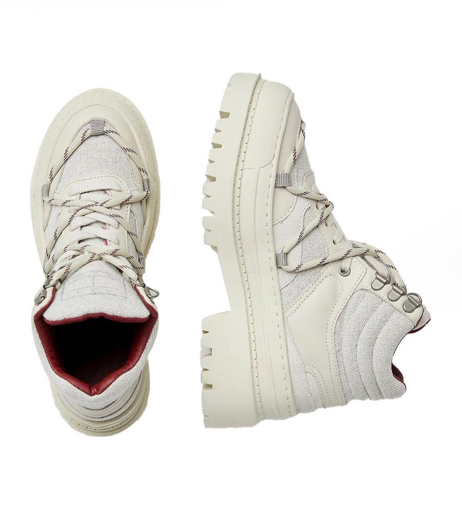 Botas de cano curto Tommy Jeans Hybrid com cadarço na cor off-white.
