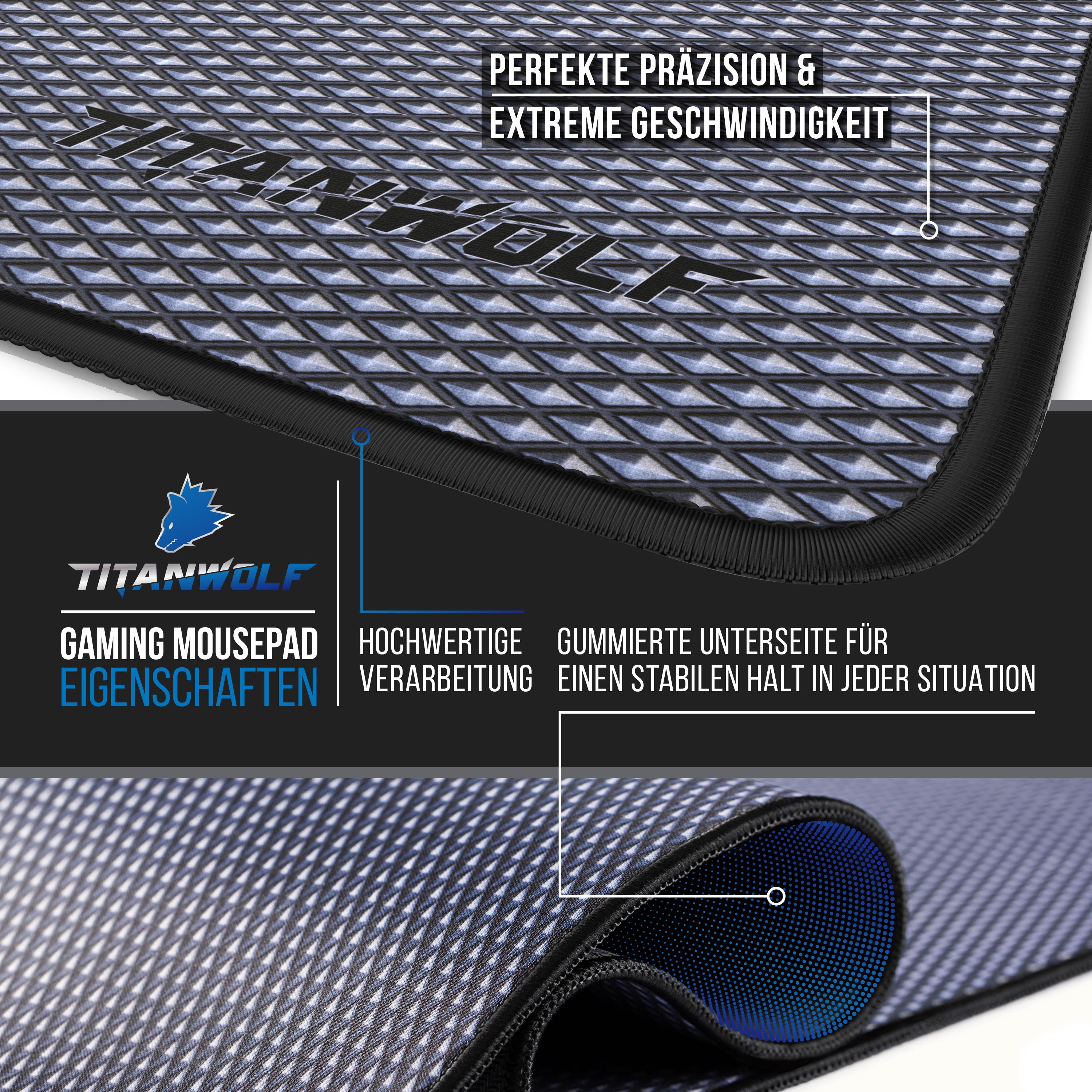 Titanwolf Gaming Mauspad XXL, glattes Stoffgewebe, Speed Mousepad 900 x 400mm große Fläche, Diamantmotiv