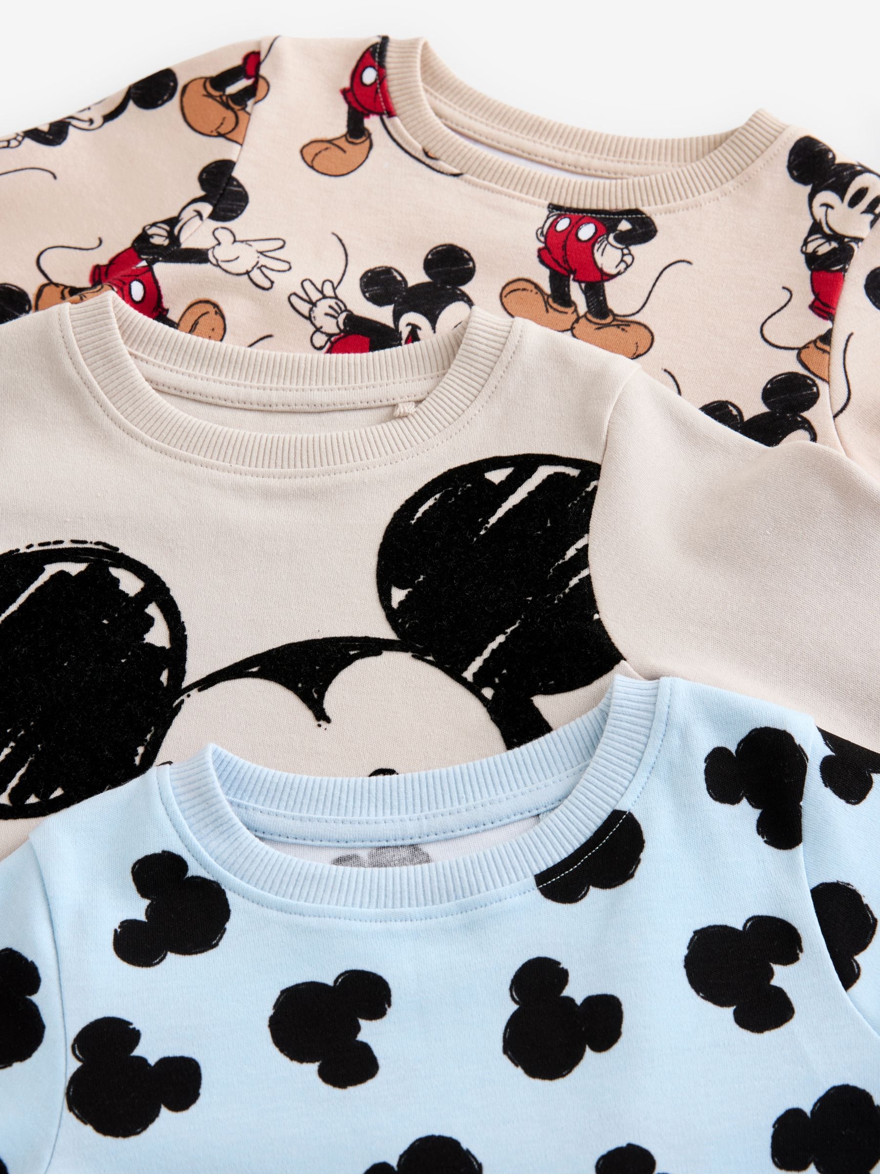 Blauw/ecru Mickey Mouse - Verpakking van 3 knusse pyjama's (9 mnd-10 jr)