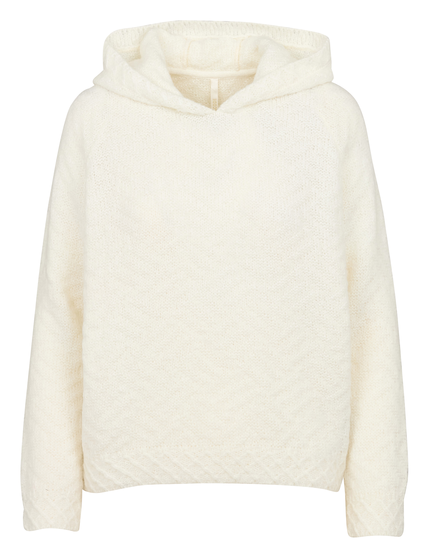 Pull à capuche en tricot fantaisie| Blanc