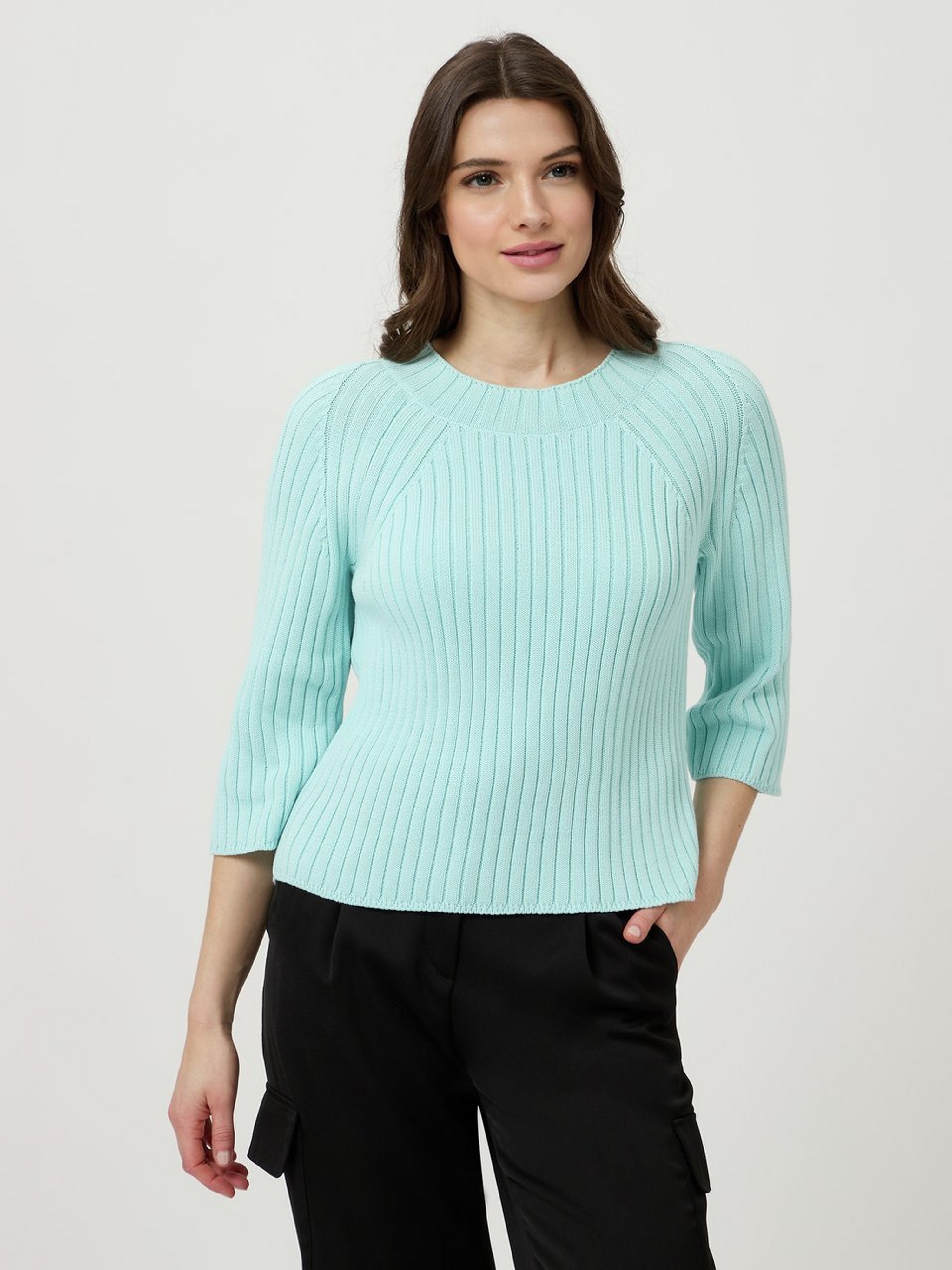 Rundhals-Pullover mit 3/4-Arm