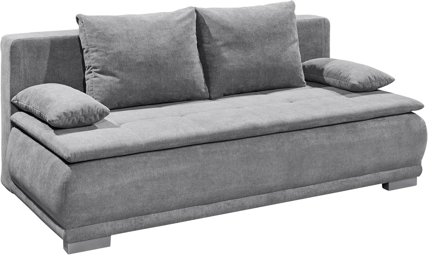 Stella Trading LUIGI Bequemes Schlafsofa mit Bettkasten, Stoffbezug Anthrazit - Klappbares Sofa mit Schlaffunktion und fest vernähtem Schaumtopper - 211 x 93 x 103 cm (B/H/T)