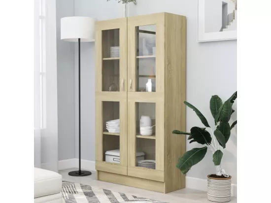 Armoire à vitrine Chêne sonoma 82,5x30,5x150 cm Aggloméré