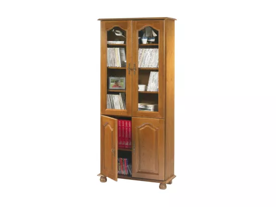 Bibliothèque 4 Portes Chêne Rustique 6 Niches L 82.4 H 182.2 P 33 cm
