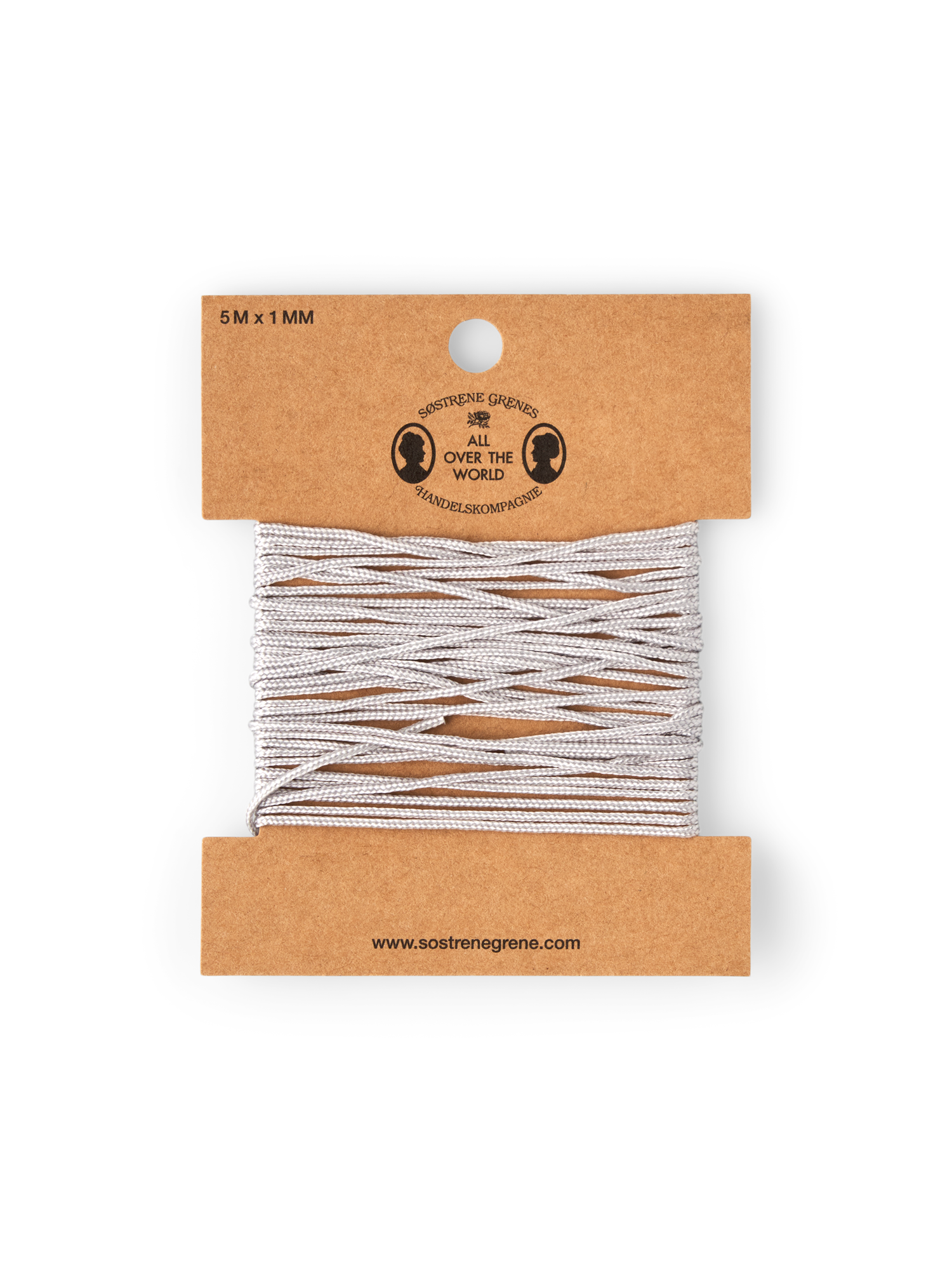 Flettet faldskærmssnor | Nylon. 5 m x 1 mm. | Grey