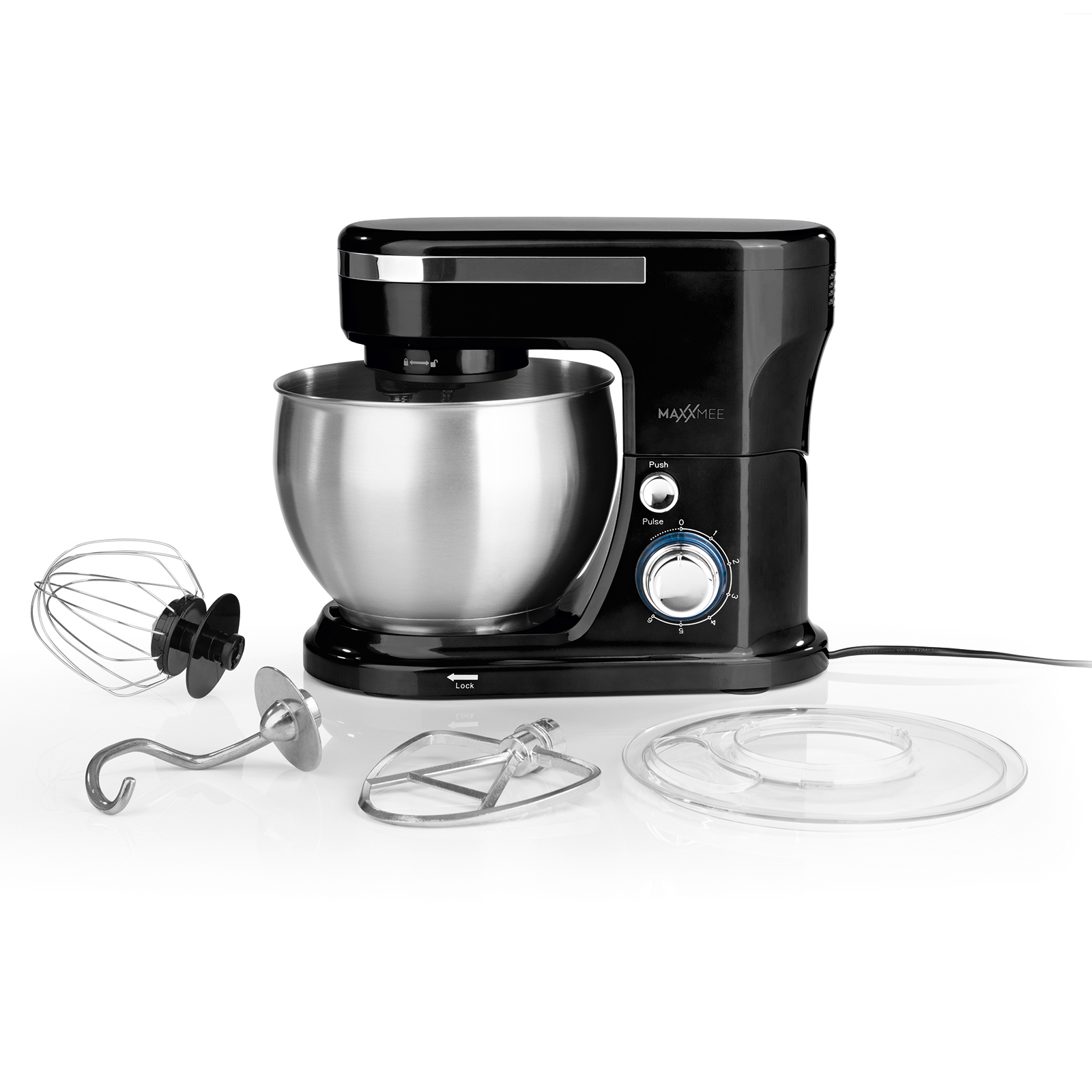 MAXXMEE Küchenmaschine 6348 - schwarz-Edelstahl - 5 Liter