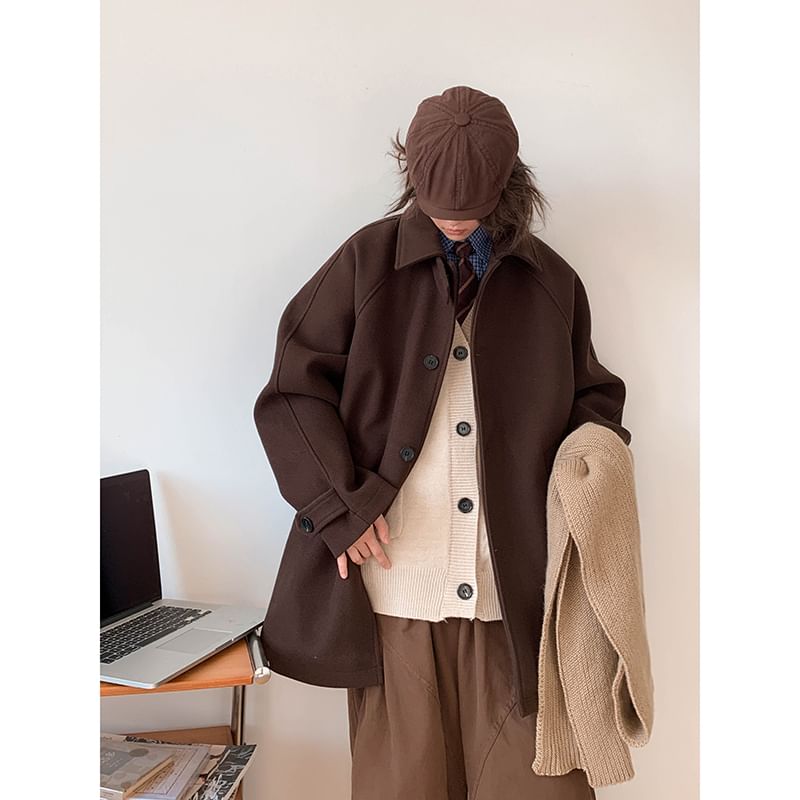 Plummie - Effen oversized enkelrijsjas met reverskraag