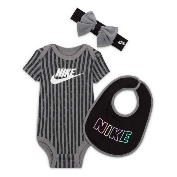 Nike Kids Bodie De Manga Curta 3 Unidades 0-6 Meses Black - 0196923877192