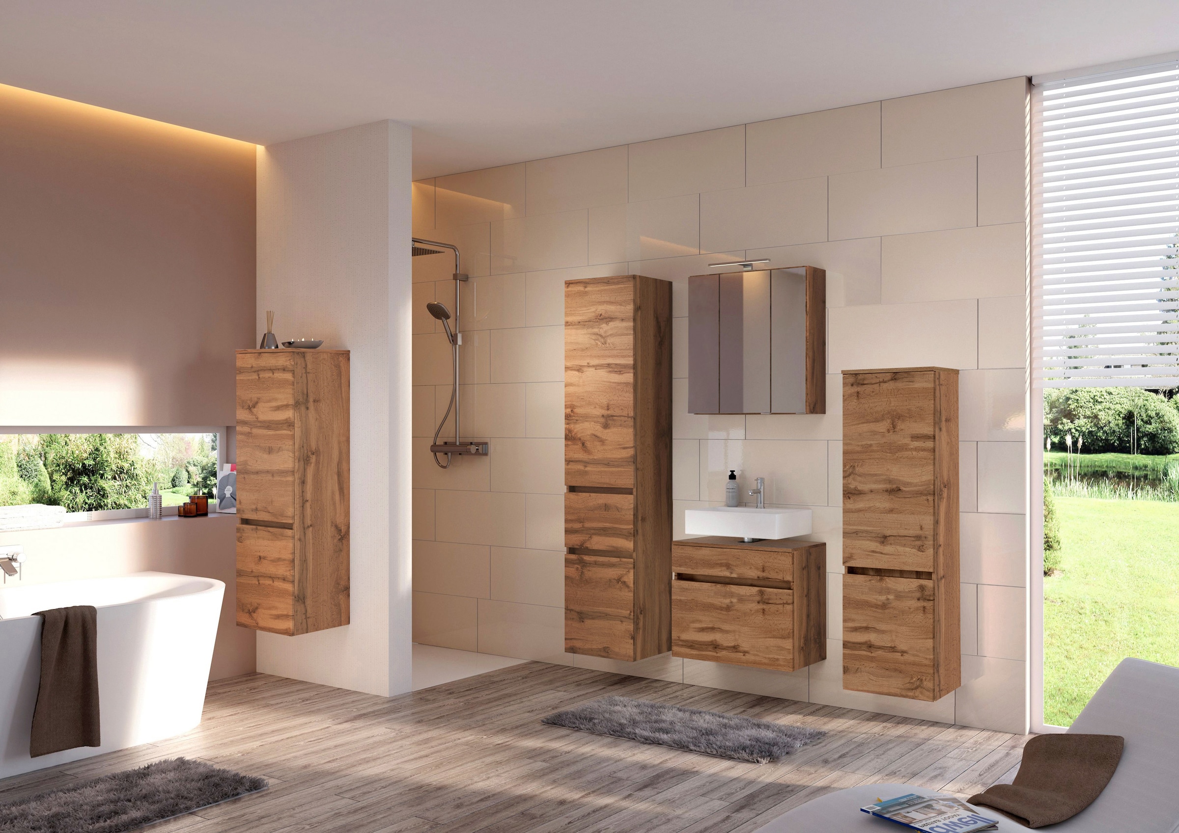 welltime Waschbeckenunterschrank »Baabe« Badmöbel Breite 60 cm, hängende Montage
