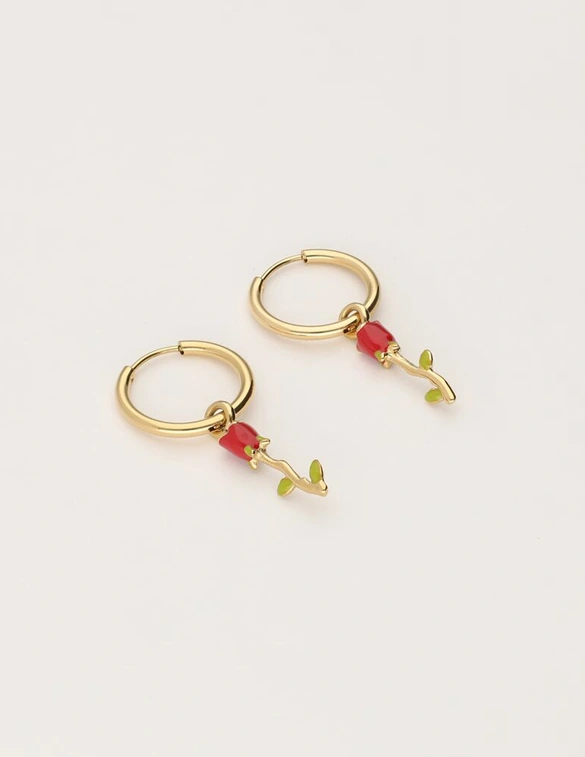 My Jewellery Vintage oorringen met rode roos MJ11624