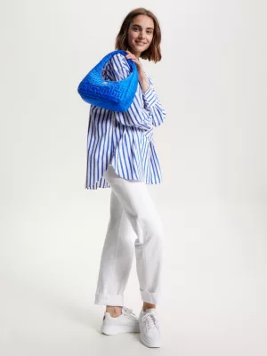Bolsa Hobo de Ombro Chic com Monograma e Reciclada