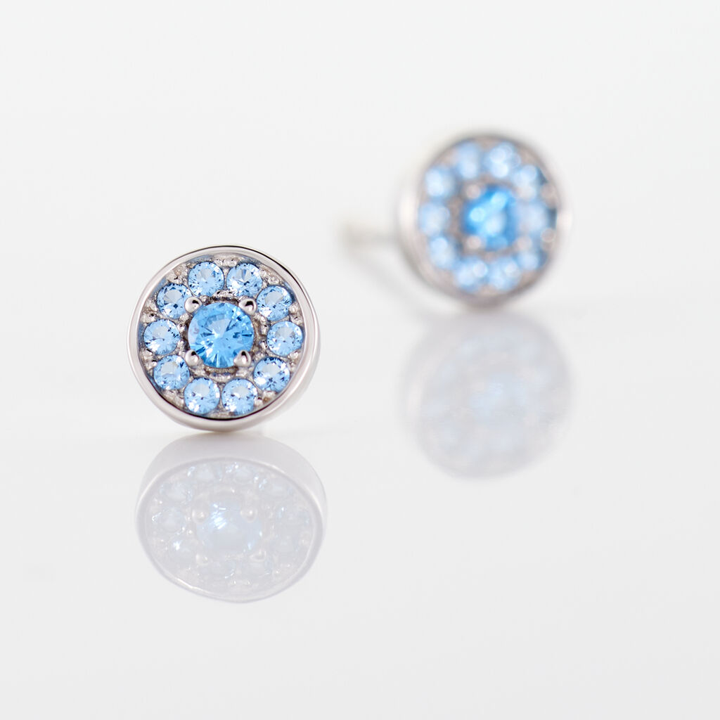 Boucles D'oreilles Puces Auxana Argent Blanc Oxyde De Zirconium
