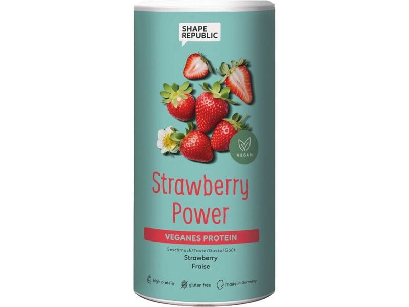Shape Republic 3K Protein vegan Erdbeere 420 g Veganes Proteinpulver mit Süssungsmitteln und Erdbeergeschmack