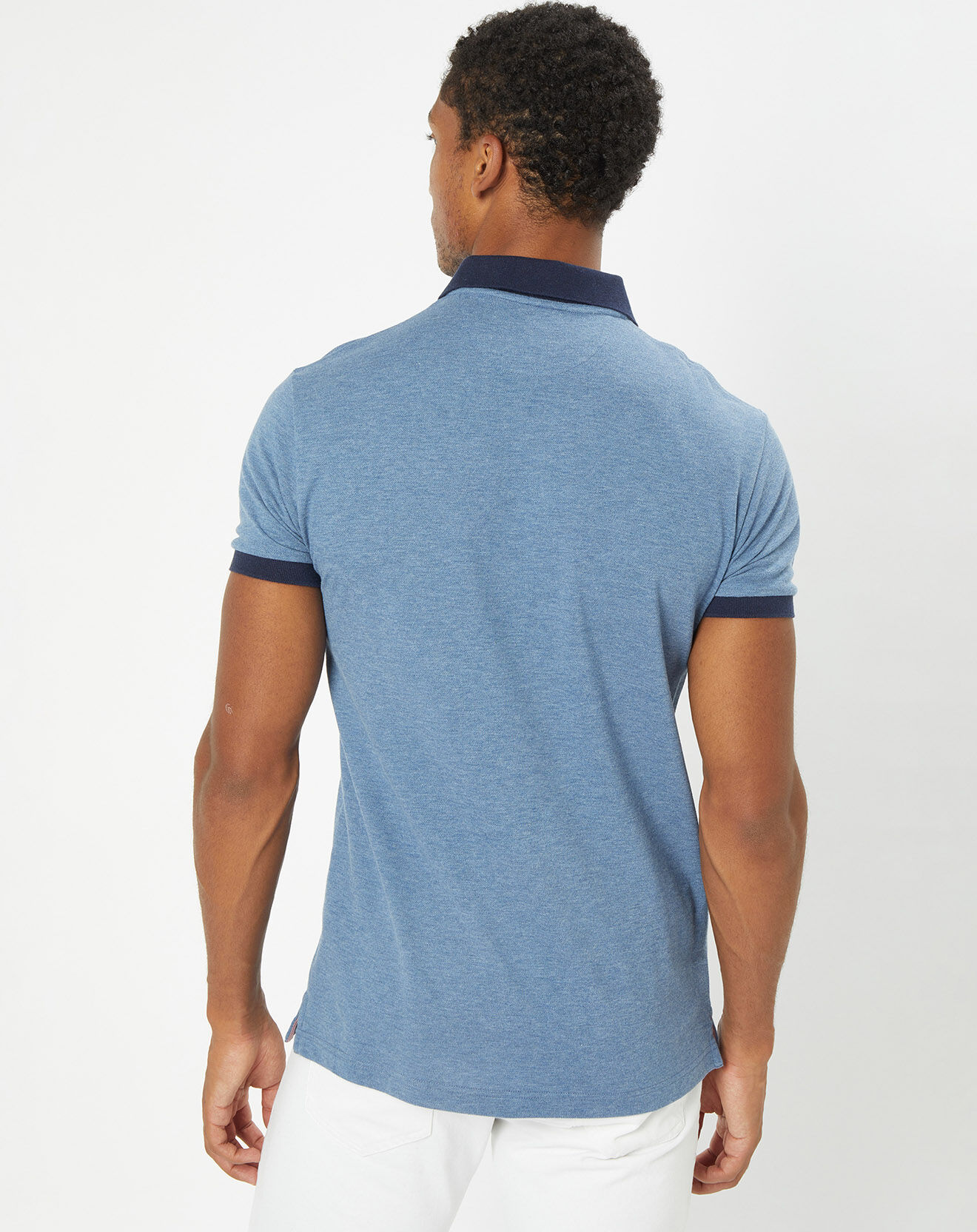 Hackett London Polo Classic Fit Détail Col bleu chiné