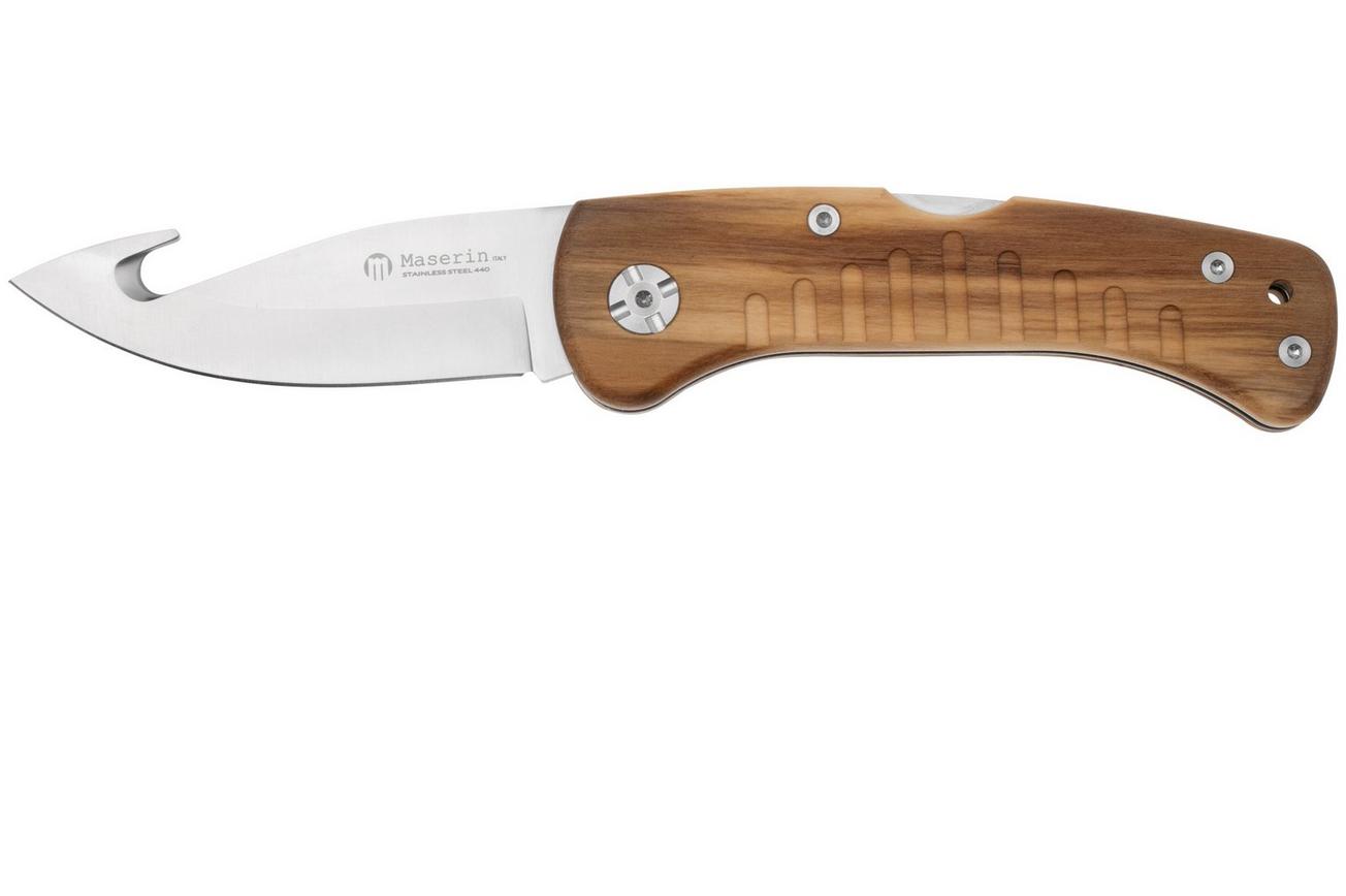 Maserin 763 Skinner Olive Wood, Gut Hook, jachtzakmes