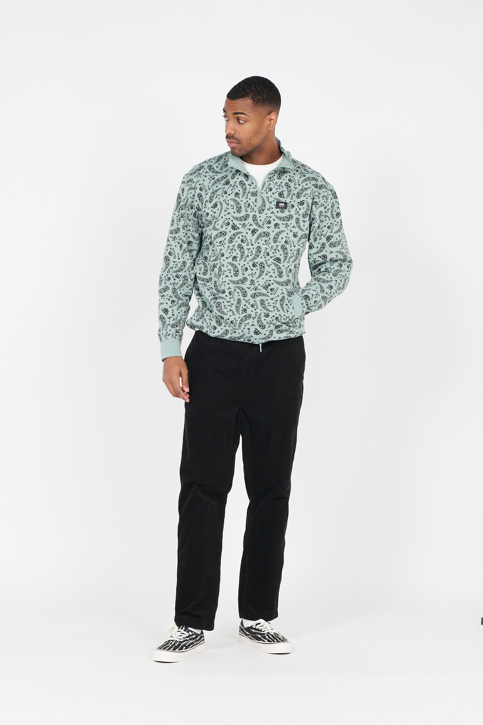 VANS Sweatshirt à col zippé PAISLEY BANDANA QZIP Vert