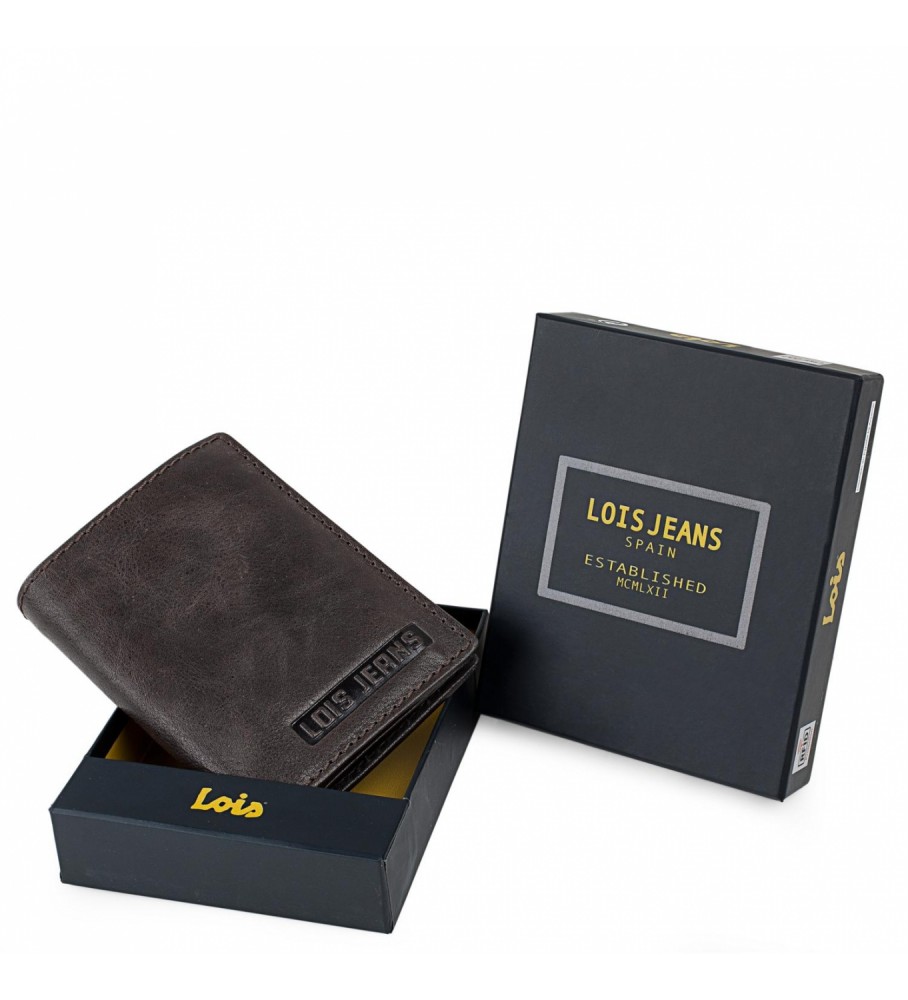 Carteira de couro Lois com porta-objetos LOIS RFID 201406 marrom escuro