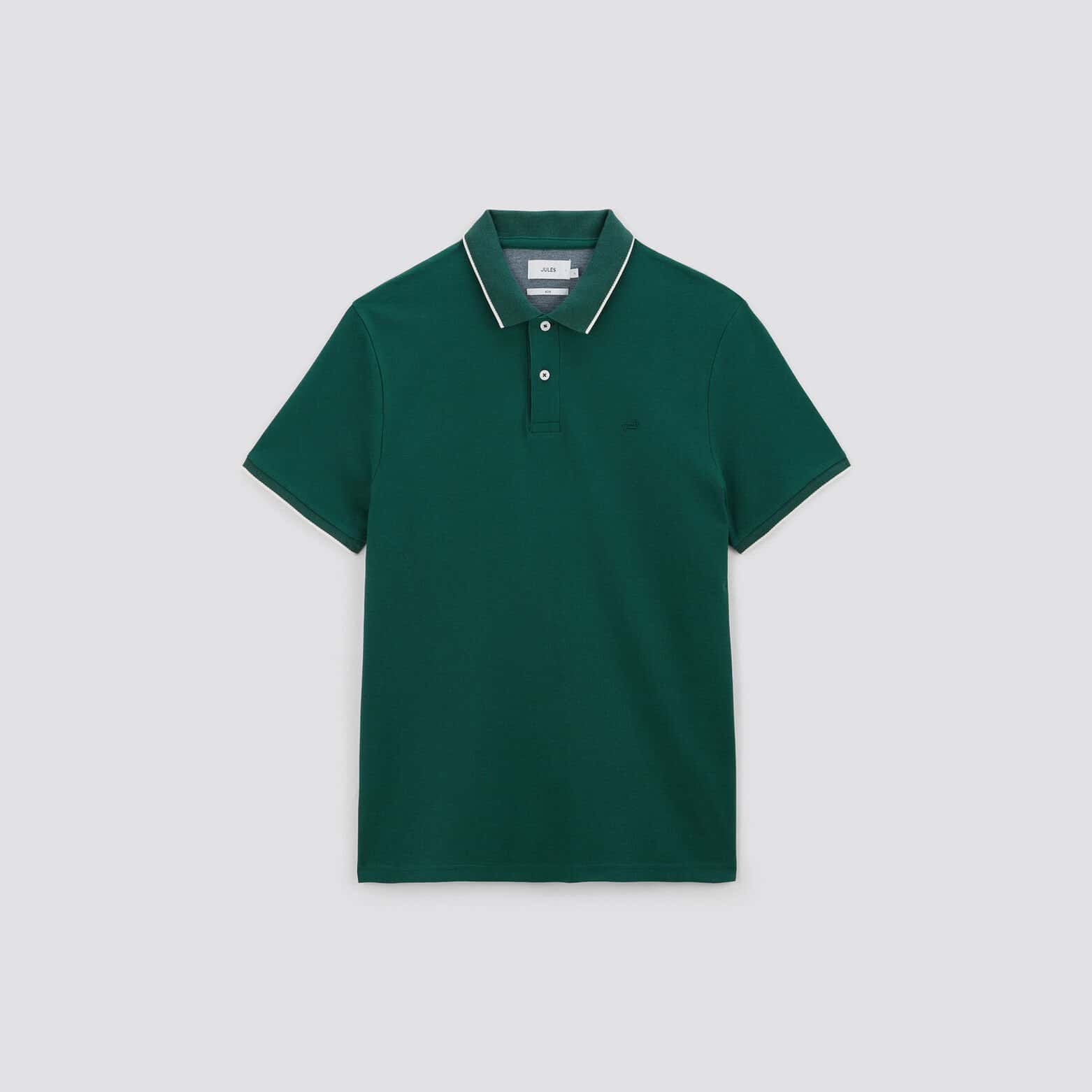 Polo manches courtes uni coton piqué Vert