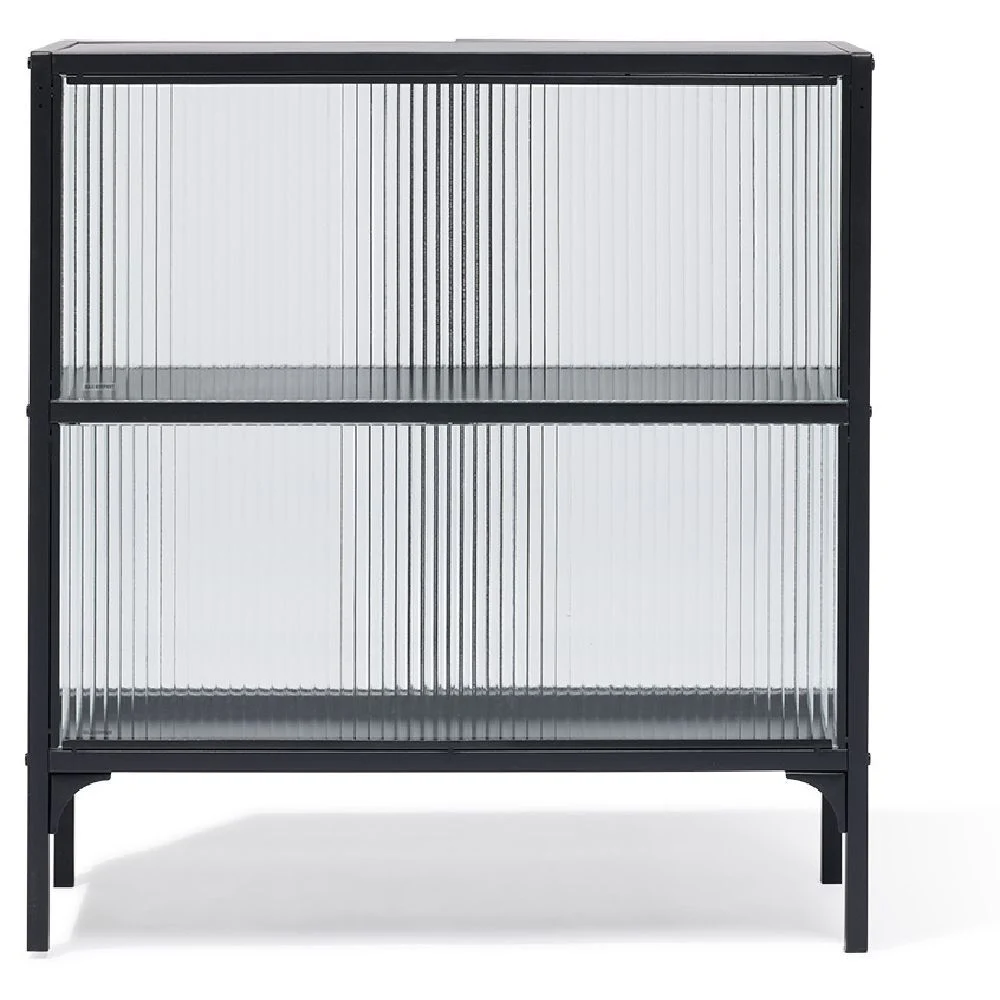 Buffet Arty métal noir et verre trempé - L70xP30xH75 cm