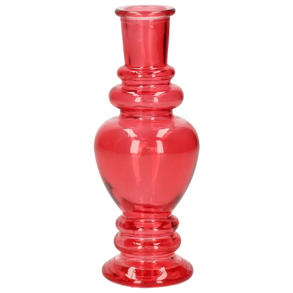 Ideas 4 Seasons Bloemenvaas Venice - glas - koraal rood - D5.7 x H15 cm