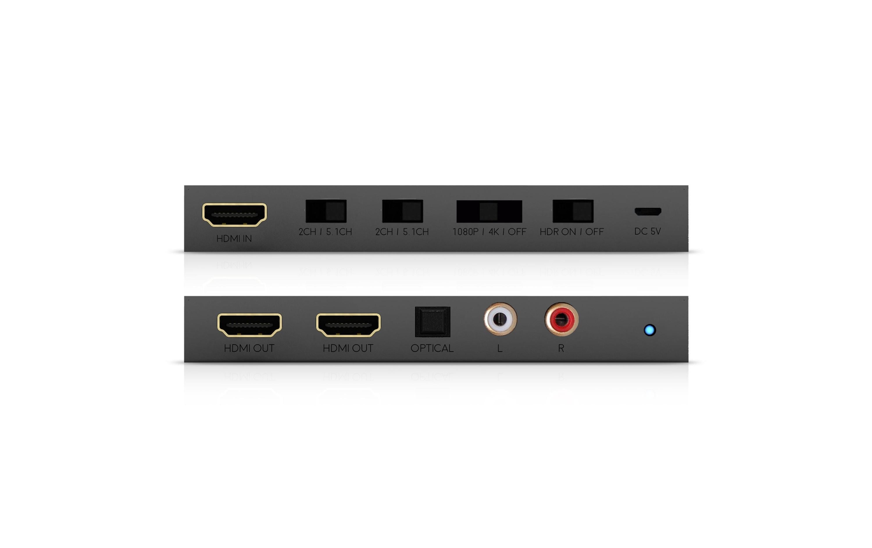 Splitter HDA-250795 HDMI<br>1x2 4K 18Gbps HDMI Splitter mit Downscaler und Audiomanager