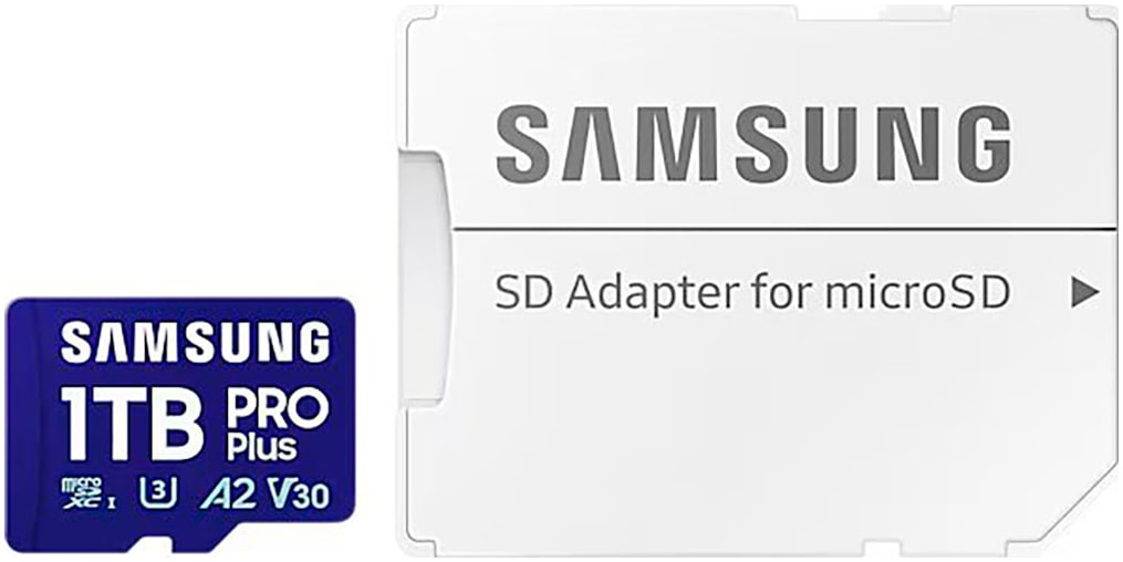 Samsung Speicherkarte »PRO Plus MB-MD1T0S microSDXC 1TB + SD-Adapter« (1000 GB UHS-I Class 10 180 MB/s Lesegeschwindigkeit)