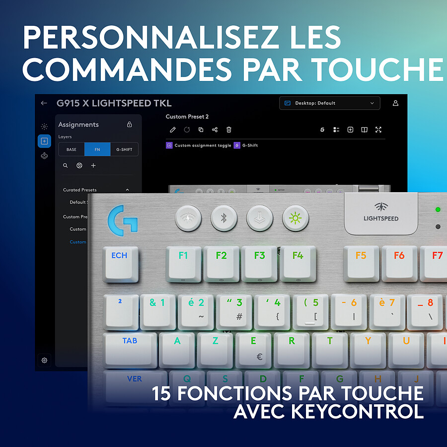 Logitech G G915 X Lightspeed TKL - GL Tactile - Blanc