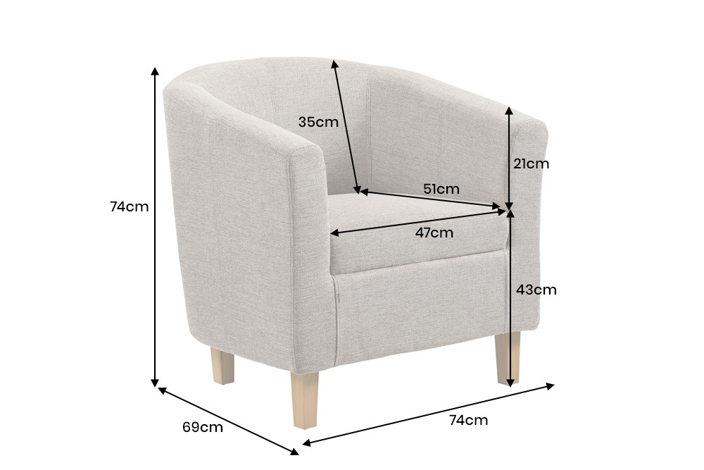 Design Lounge Sessel HEMINGWAY taupe Strukturstoff mit Armlehnen Cocktailsessel
