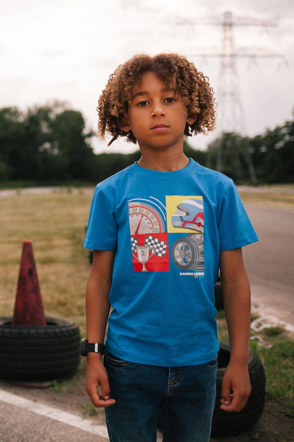 TYGO & vito T-shirt Joël met printopdruk felblauw