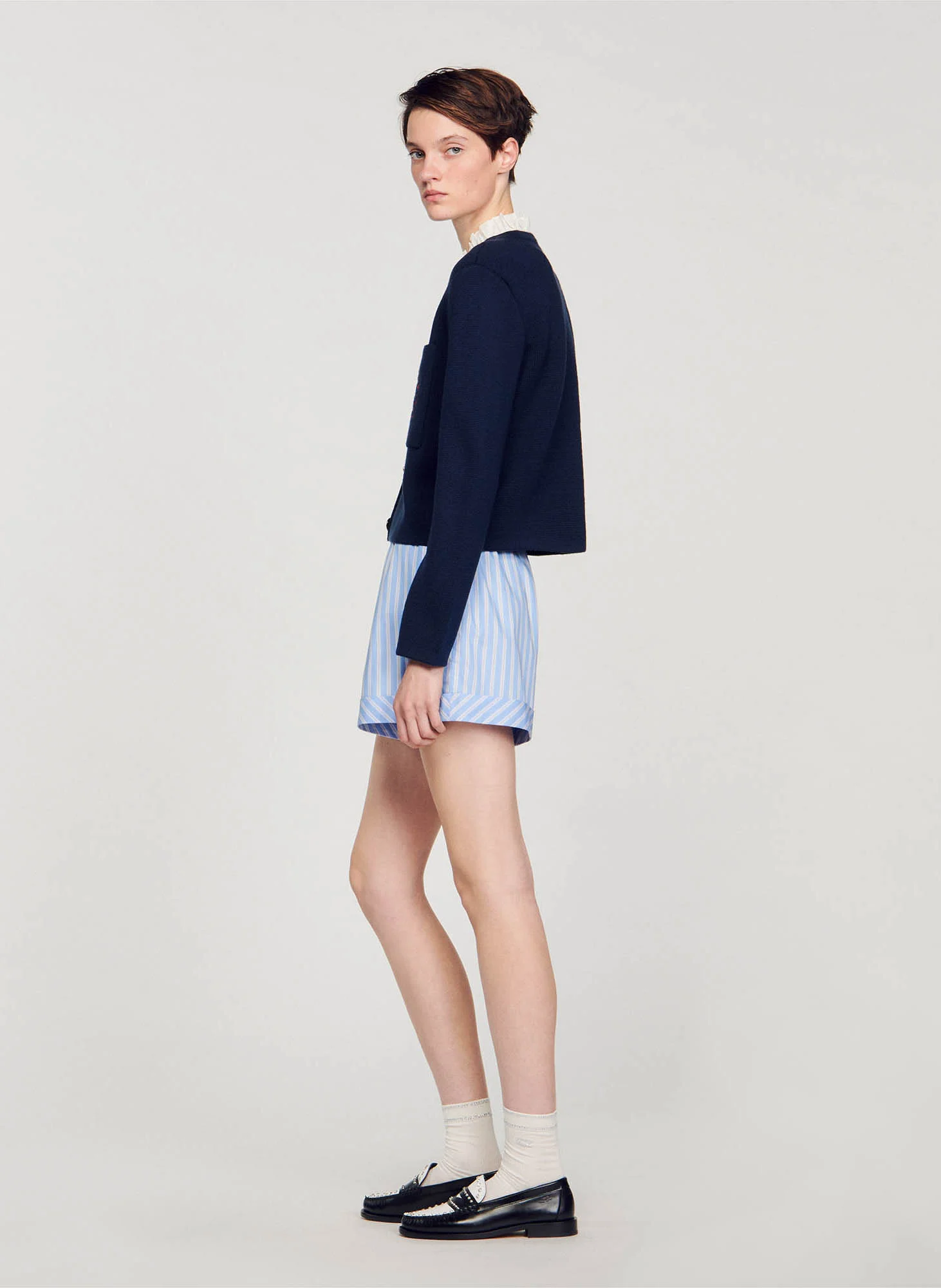 Cardigan col victorien amovible | Bleu
