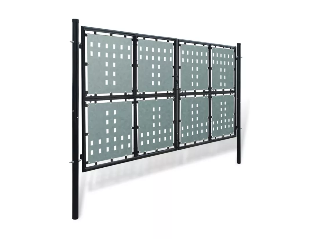 Portail simple de cl?ture Noir 300x250 cm