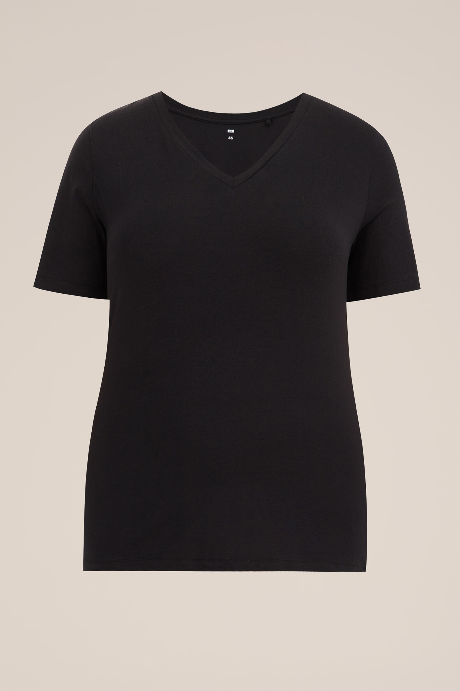 T-shirt met V-hals - Curve WE Fashion Zwart