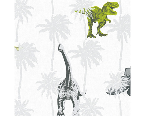 Vliesbehang 35835-2 Kleine Sterren grijze dinosaurussen
