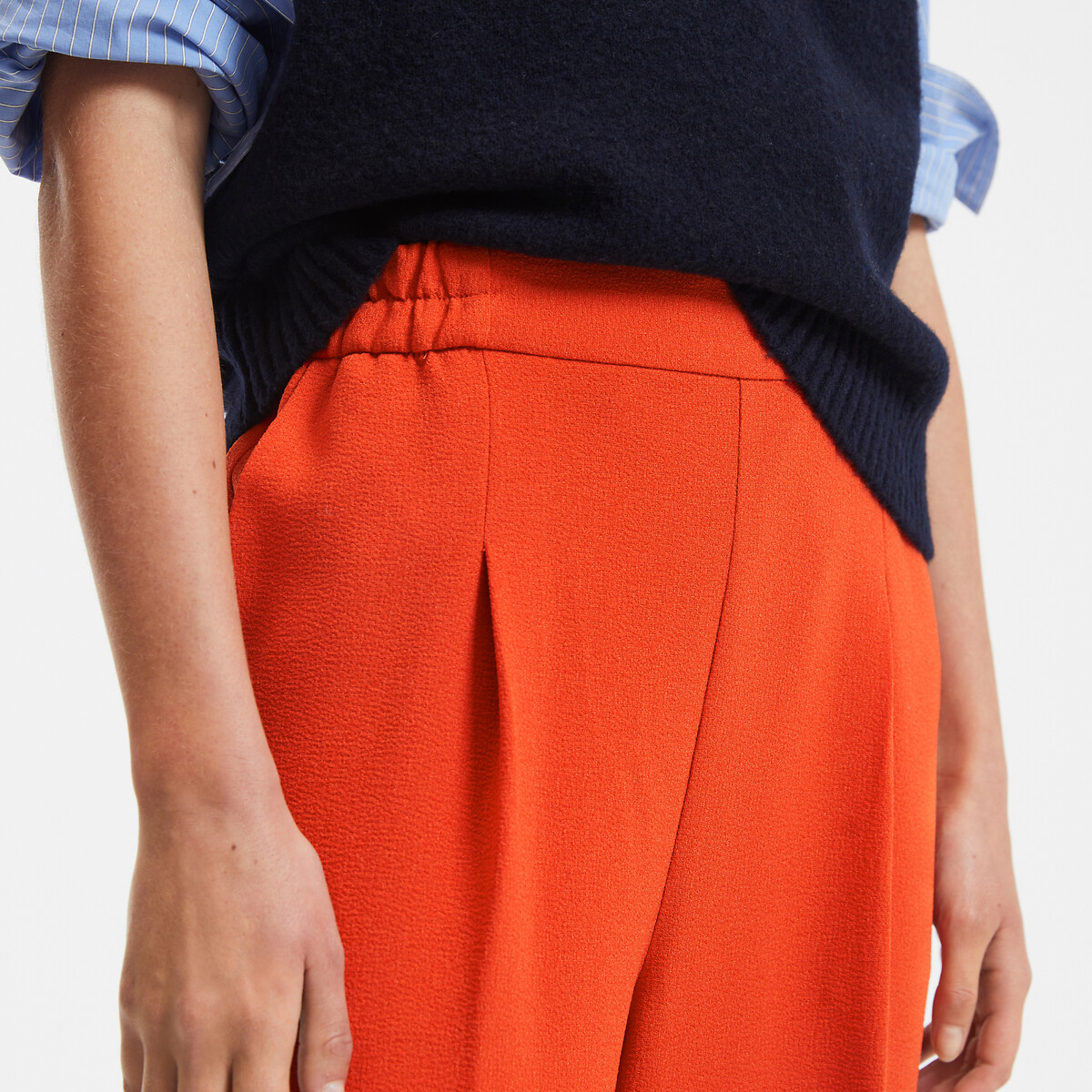 COLEÇÕES LA REDOUTE<br>Calças largas em crepe de poliéster