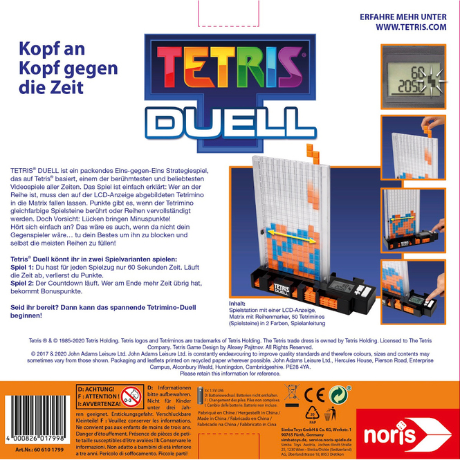 Tetris Duell - Kopf an Kopf gegen die Zeit