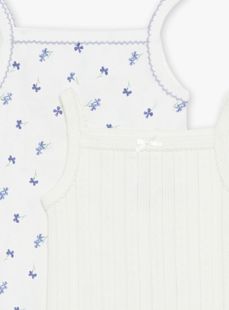 Lot de 2 bodys écrus fantaisie en coton biologique