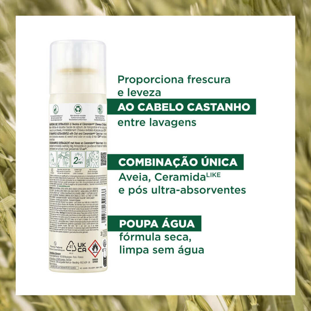 KLORANE  Champô Seco Aveia e Ceramidas (Cabelo Castanho) - 50ml