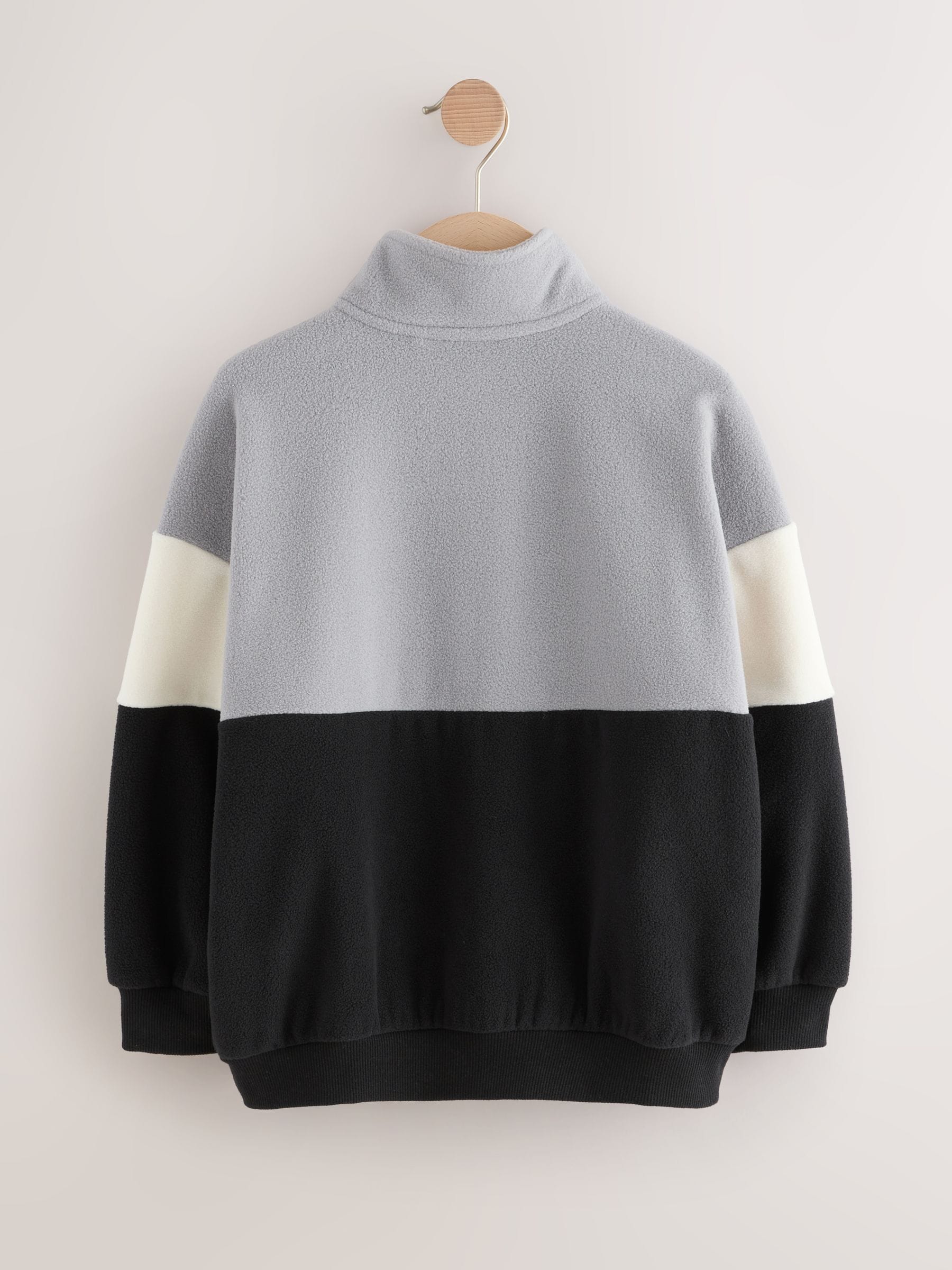 Grijs/zwart - Fleece met trechterkraag (3-16jr)