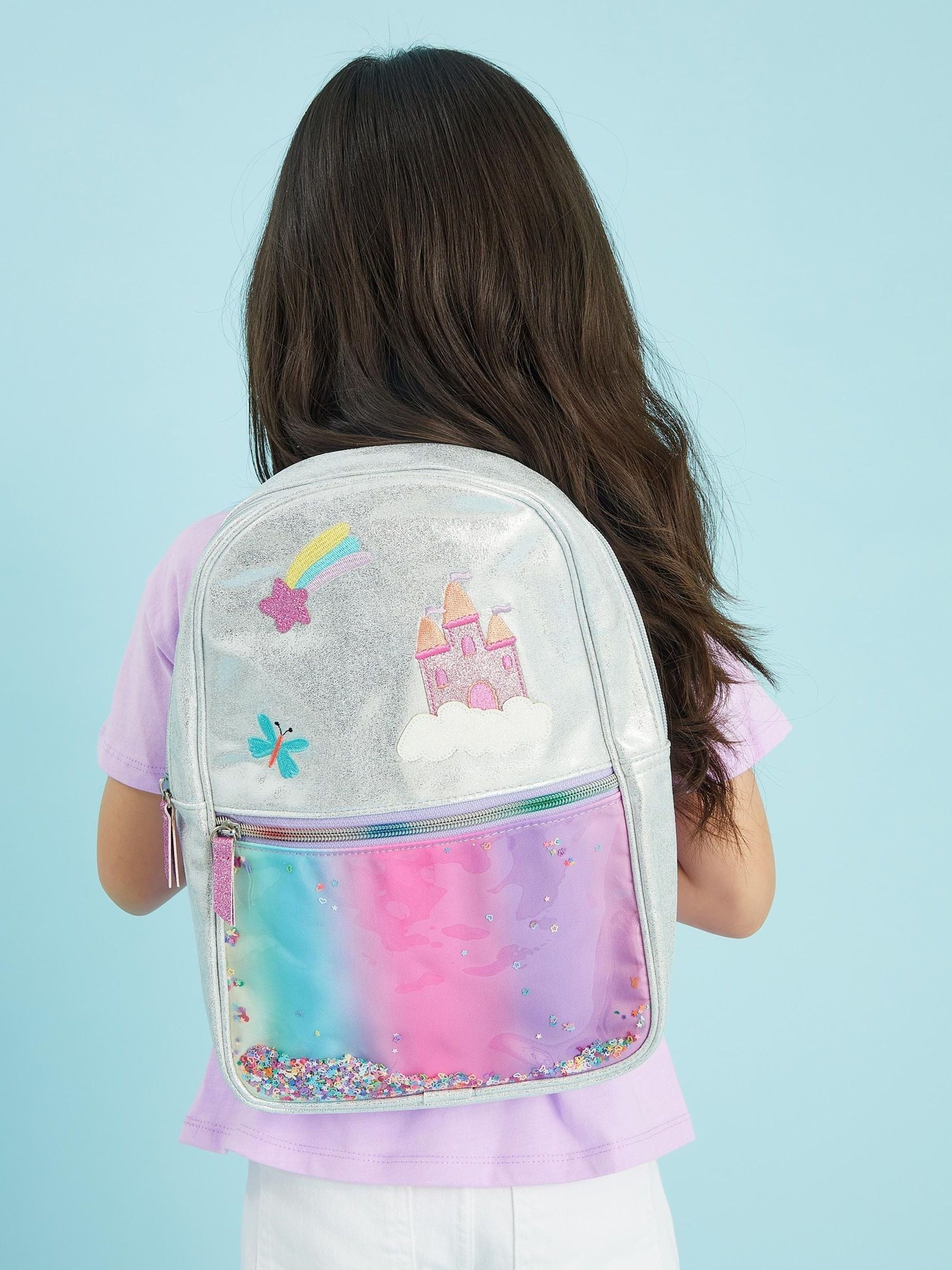Angels By Accessorize Girls Rainbow Butterfly Glitter Backpack