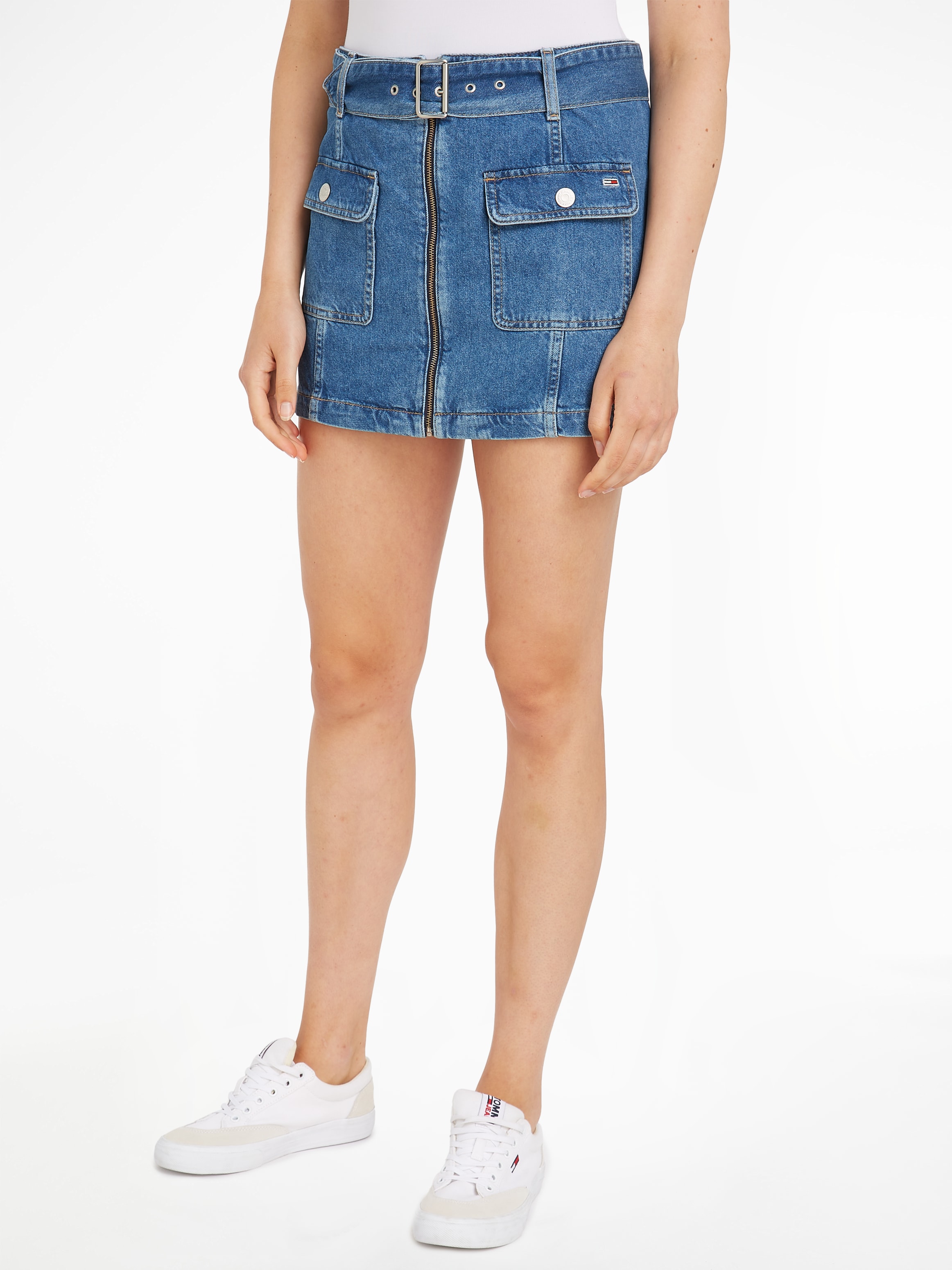 Tommy Jeans Jeansrock »BELTED ZIPPER SKIRT BH7036« Webrock mit Gürtel aus Denim