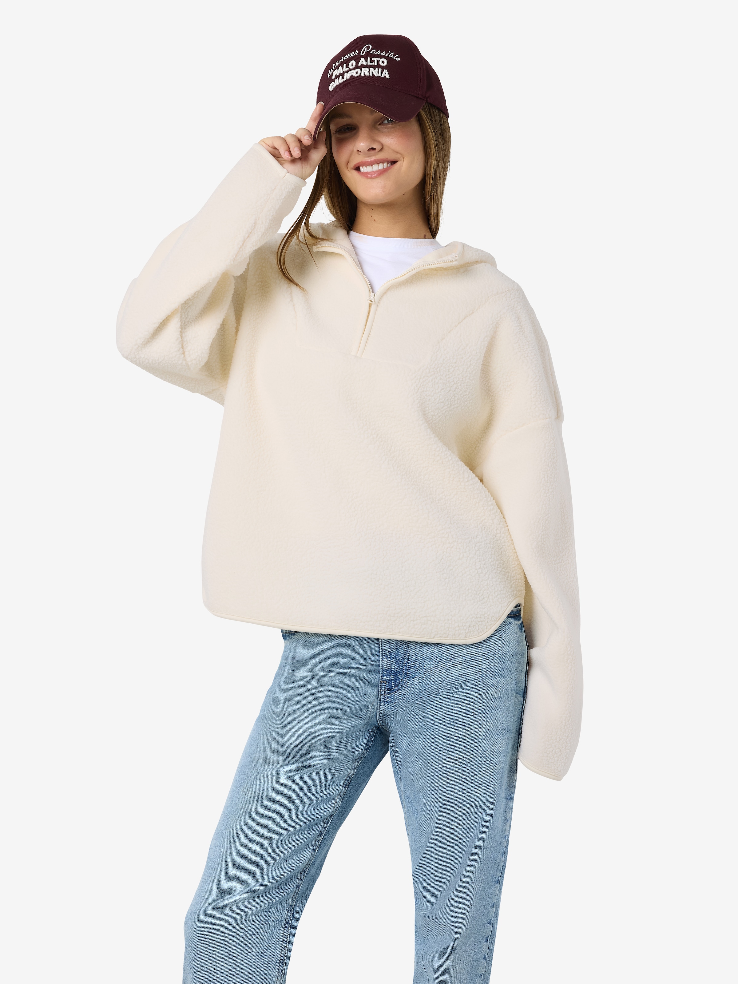 Noisy may Fleecepullover »NMCOZY L/S HALFWAY ZIP SWEATER JRS NOOS«