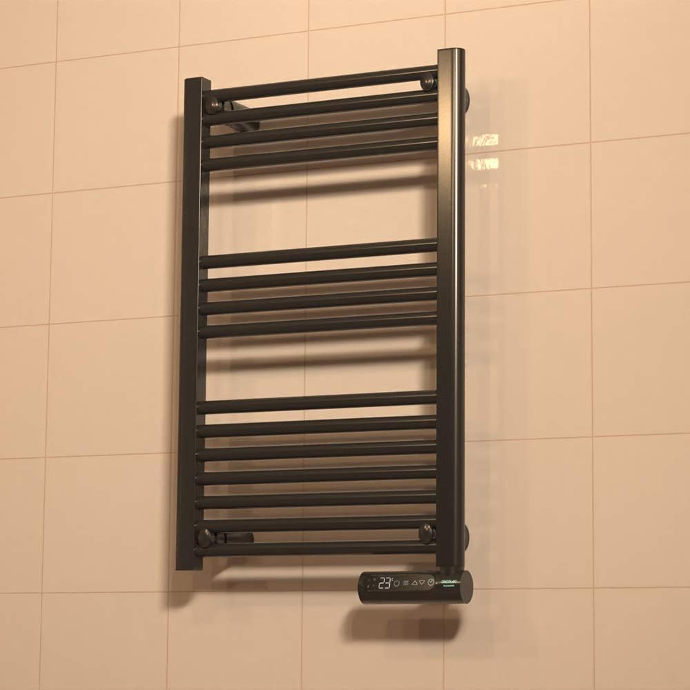 Cecotec Elektrischer Badheizkörper Ready Warm 9100 Smart Towel Black. 500 W, LED-Anzeige, Touch Control, Wochenprogrammierer, 3 Modi, wählbare Temperatur und maximale Sicherheit mit IP24
