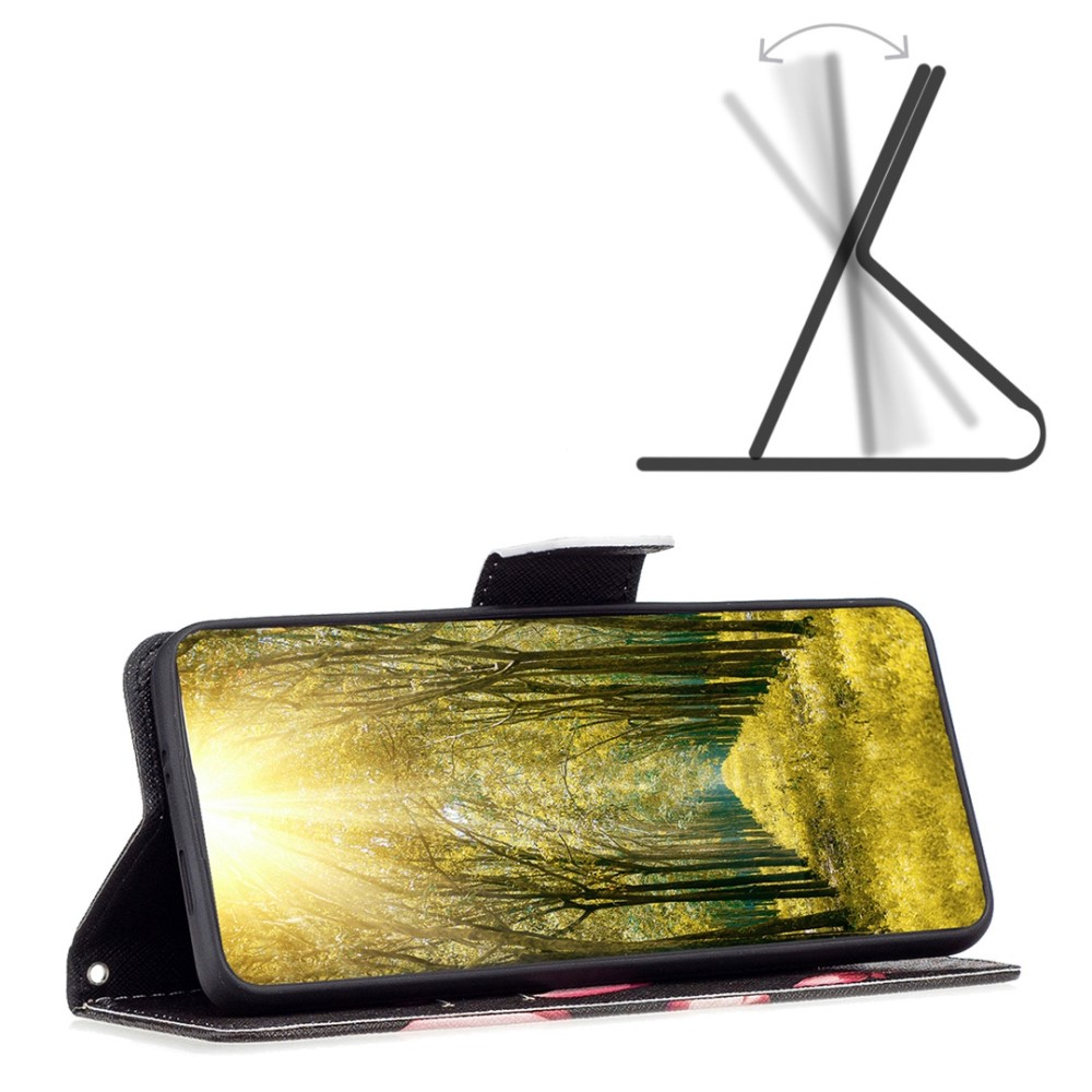 Samsung Galaxy S23 5G Leder Tasche Hülle mit Kartenfach - Pinke Blume