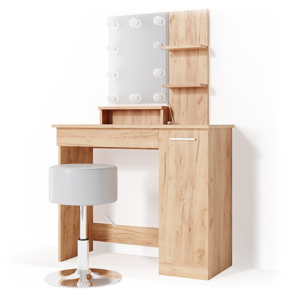 VICCO LED Schminktisch JULIA Frisierkommode Frisiertisch Spiegel Eiche Hocker
