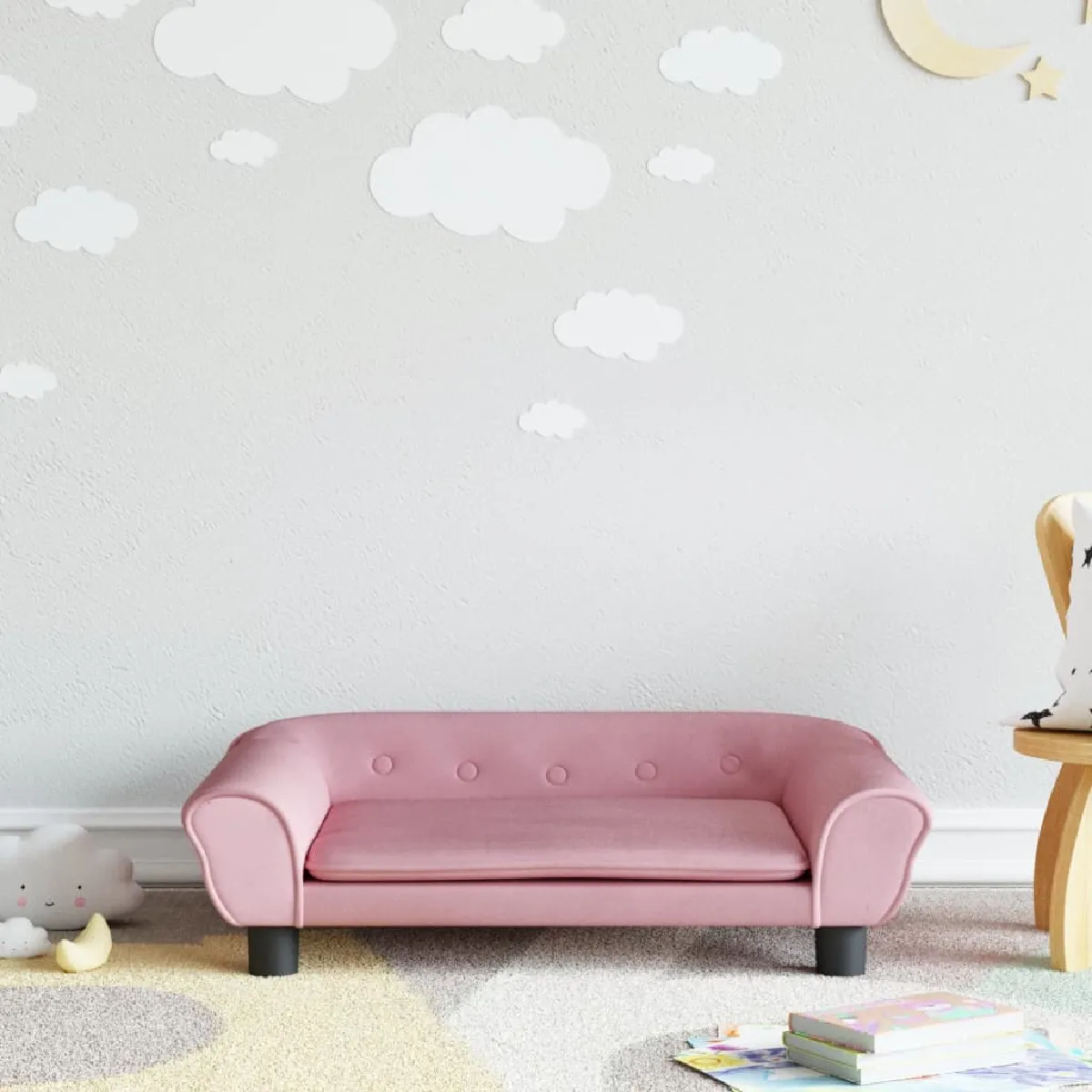 vidaXL Canapé Enfant Rose Velours