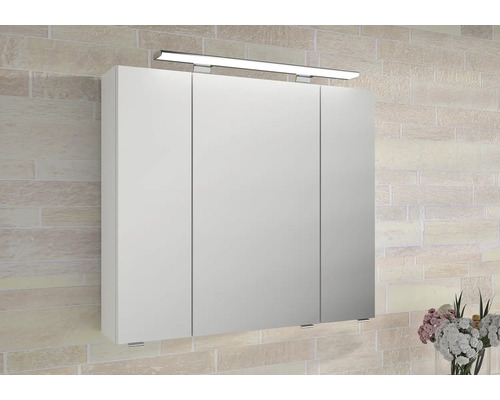 Badkamermeubelset Pelipal serie 4010, afmetingen (B x H x D): 114 x 200 x 45 cm, frontkleur: hoogglans wit. 5-delige badkamermeubelset bestaande uit een keramische wastafel (wit) en een keramisch badmeubel, een wastafelmeubel, een spiegelkast met led