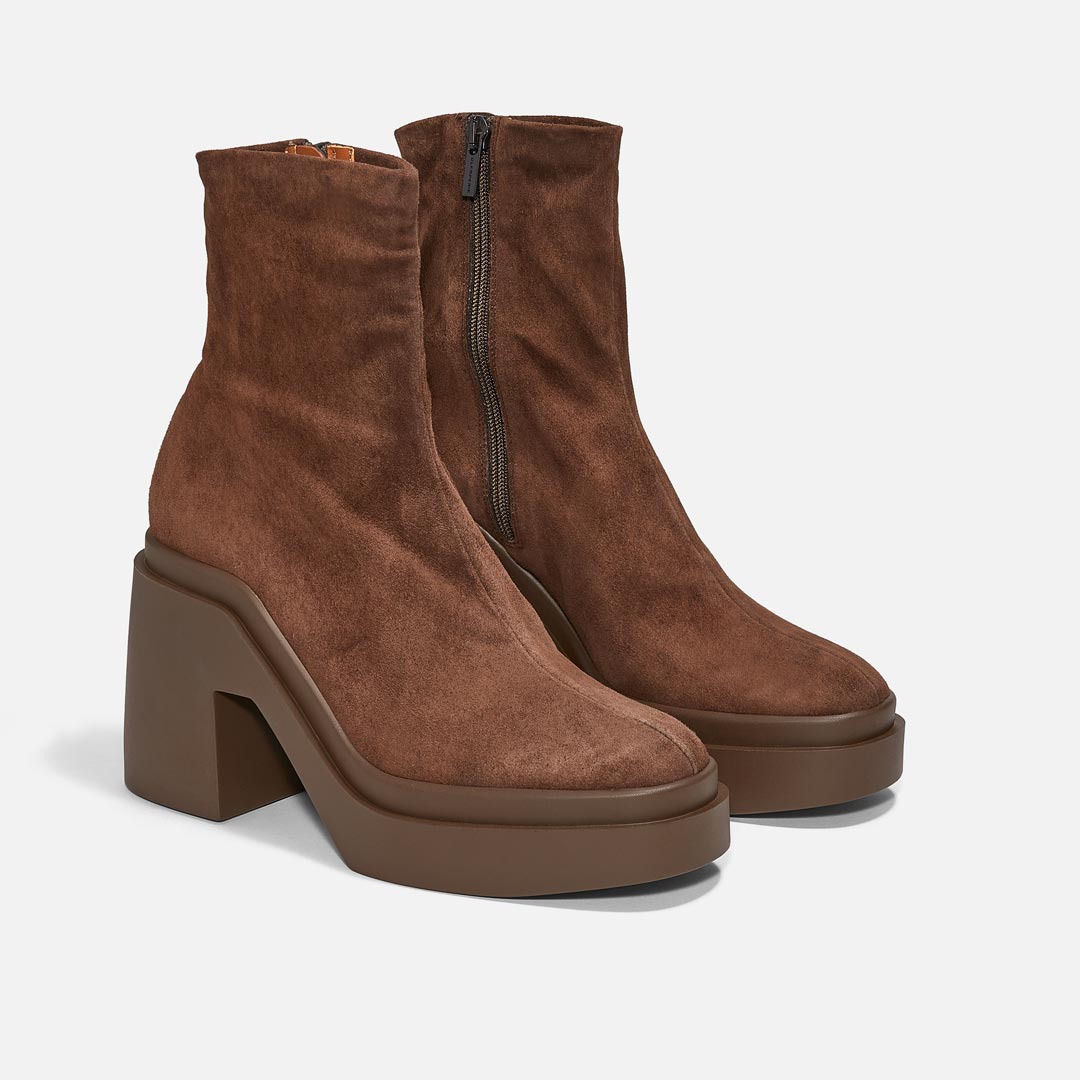 ANKLE BOOTS - NINA ankle boots, suede lambskin brown || OUTLET